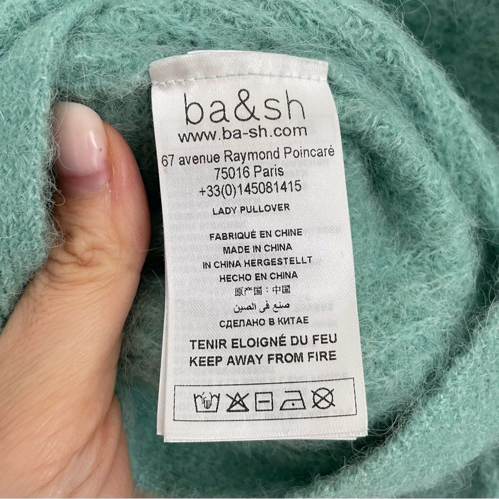 ba&sh Fill Twist-Back Alpaca Jumper Sweater Water Green Size 1 Small - Picture 5 of 8